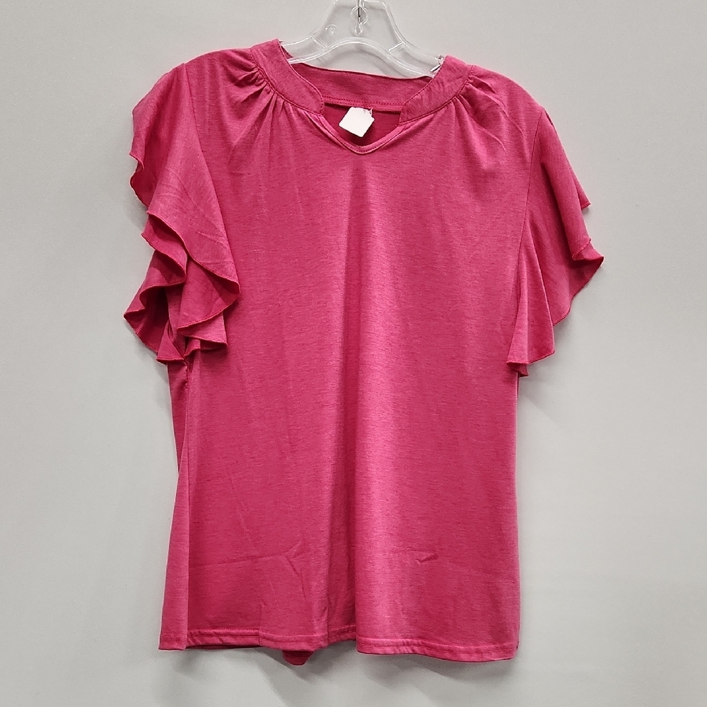 Pink Ruffle Sleeve Top
